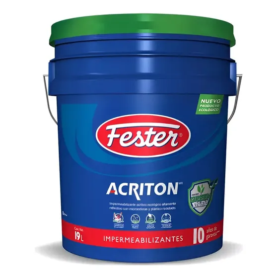 Impermeabilizante Acrílico Fester Acriton Green-shield 19l Acabado Mate Color Blanco