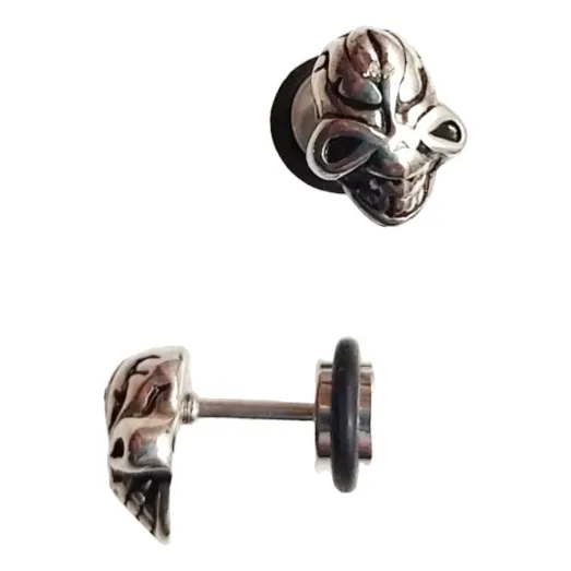 Acero Quirúrgico Aro Calavera Unid Falso Expansor Piercing