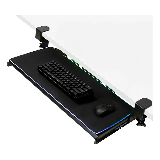 Bandeja Grande Para Teclado Con Alfombrilla Y Luz Led Rgb
