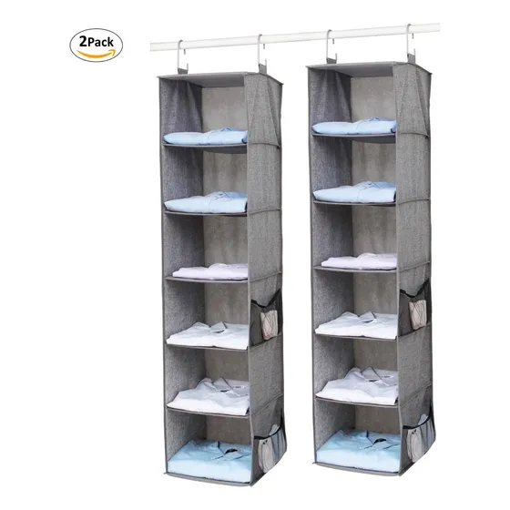 Pack 2 Organizadores Colgantes Carry All 6 Niveles Almacenaje Ropa Accesorios Closet Color Gris