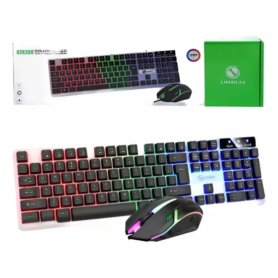 Kit Teclado Y Mouse Alambrico Gtx350 Con Luz Gamer