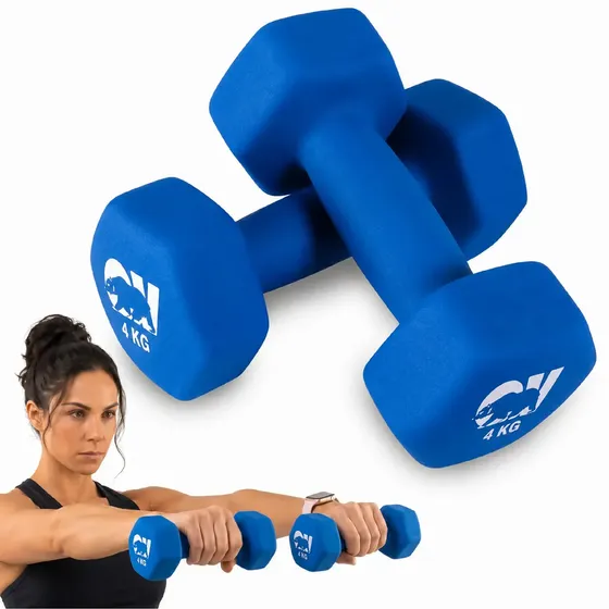 Mancuernas Hexagonales 4kg Neopreno Overfit Pesas De 4kg Fitness Pack X2