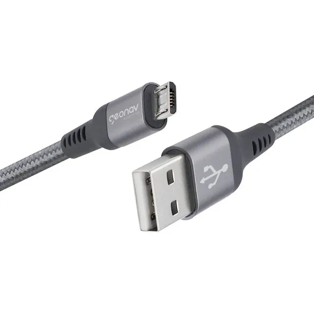 Cabo Micro Usb 2.0 Nylon Trançado 1,2 Metros Geonav Preto