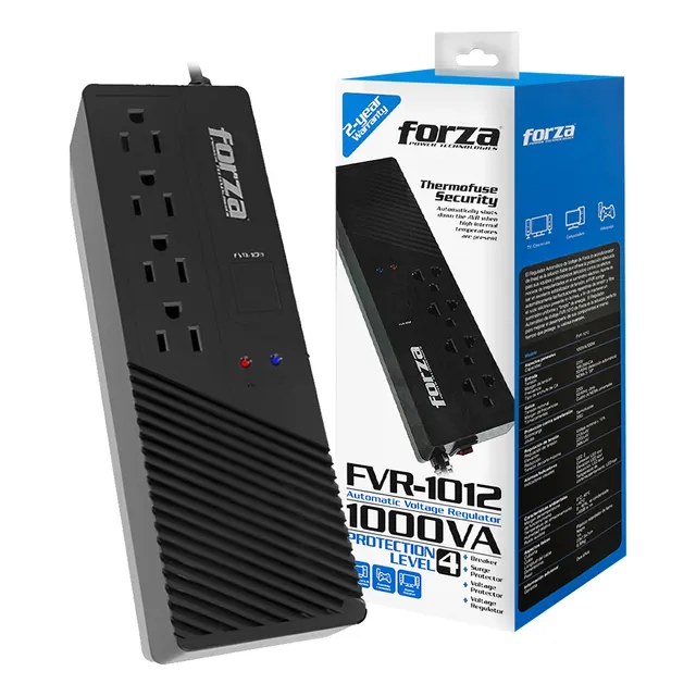Estabilizador Forza Fvr-1012 1000va/500w Color Negro