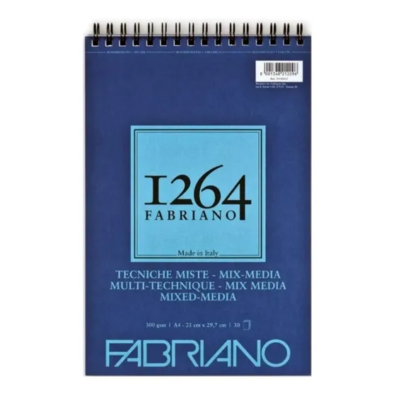 Block Fabriano 1264 Mix Media A4 Anillado 300 Grs 30 Hjs Color Blanco