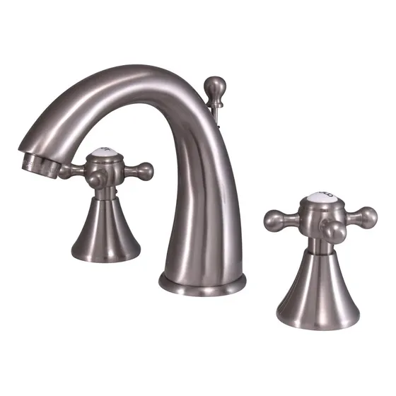 Grifo Lavabo Extendido Mango Cruz Metal Niquel Cepillado 8 