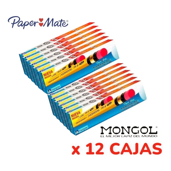 Pack O Combo De 12 Cajas De Lapiz Mongol Hb N°2 Triangular