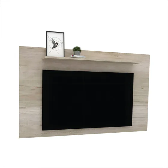 Mueble Panel Rack Madera Melamina Para Tv, Sirve Hasta 52 Pulgadas Con Estante Flotante Superior O Inferior Segun Como Se Instale (reversible) Color Helsinsky