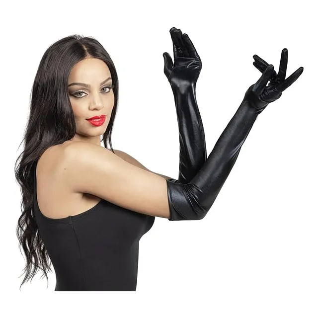 Guantes Largos De Piel Cuero Sintética Accesorio Disfraz