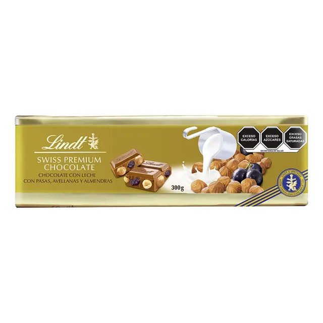 Lindt Swiss Classic Gold Chocolate Pasas Y Avellanas 300g