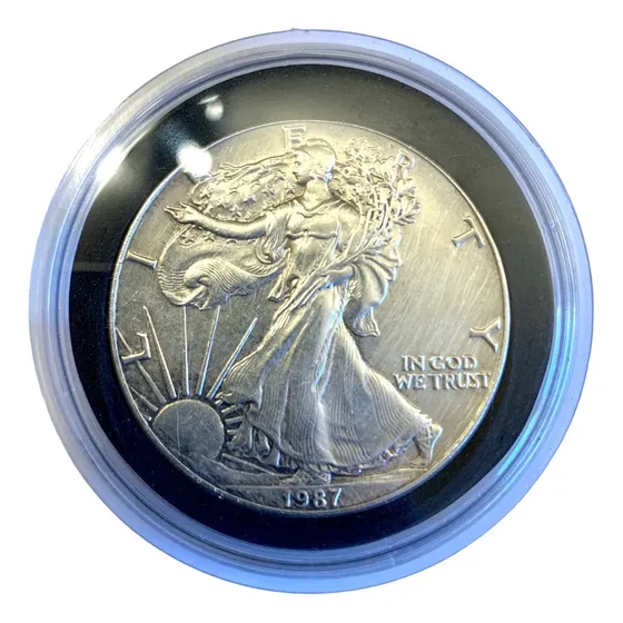 Moneda Plata 999 Eeuu Águila 1987 Sin Circular + Cápsula