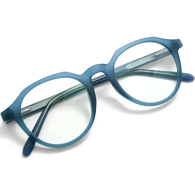 Lentes Para Computadora Hombre Y Mujer Filtro De Luz Azul Anti Fatiga Ocular Redondos De Moda Estilo Clásico Color Azul
