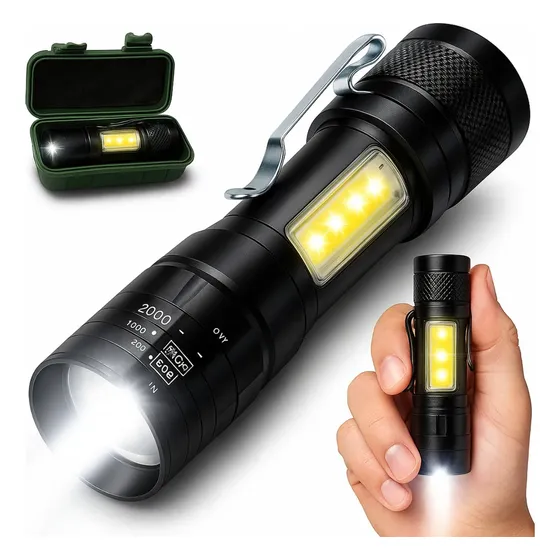 Lanterna Tática Led Le8311 Recarregável Usb Militar Zoom Potente Branco Preto