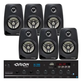 Kit Som Ambiente 500 Watts Bluetooth 6 Caixas Parede Preta Kit Som Ambiente 500 Watts Bluetooth 6 Caixas Parede Preta