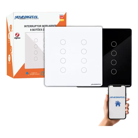 Interruptor Digital 8 Botões 4x4 Inteligente Zigbee
