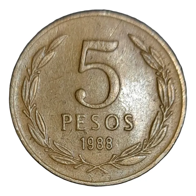 Moneda Chilena De 5 Pesos Distintos Años Década De Los 80s