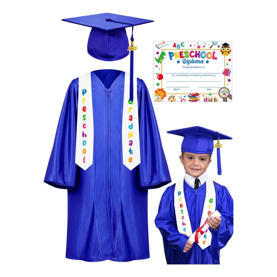 Conjunto De Toga Y Birrete Qzyl Para Graduación Preescolar Niños 4-5 Años