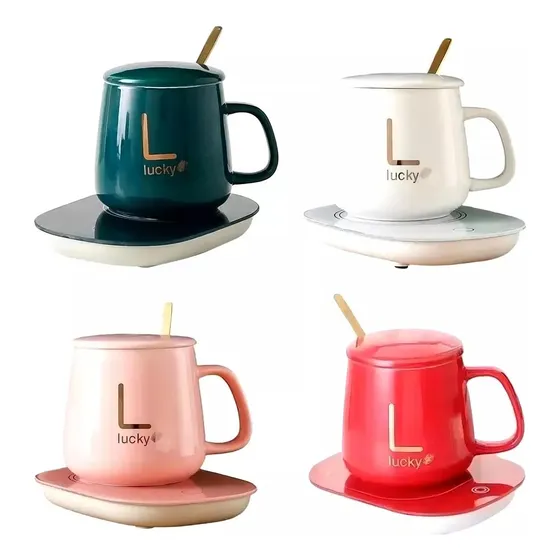 Taza  Con Calentador Eléctrica Taza Café / 4 Colores Blanco