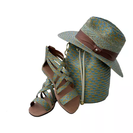 Combo Trio Sombrero + Bolso + Sandalias Tejido Fino