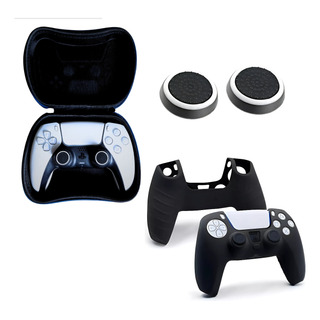 Capa Skin Silicone Controle Ps5 + 2 Grip + Case Dualsense Capa Skin Silicone Controle Ps5 + 2 Grip + Case Dualsense