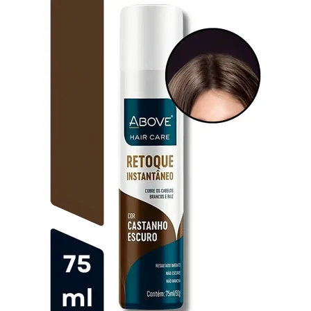Retoque Capilar Tinta Spray Above 75ml Imediato Não Mancha Tom Castanho Escuro