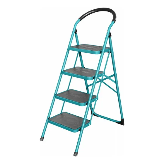 Escalera Tubular De Acero 4 Pasos Soporta 150kg Total Color Turquesa