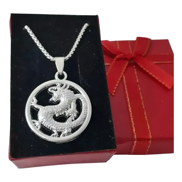 Dije Collar Colmillo Con Dragon Macizo Completo
