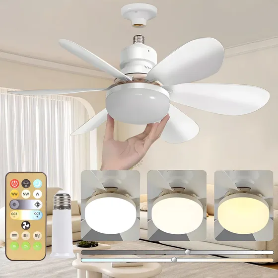 Lampara Ventilador 40w Ventilador De Techo Led De 52cm Con Control Remoto Instalación Fácil Incluye Expansor Y Base De Abanico