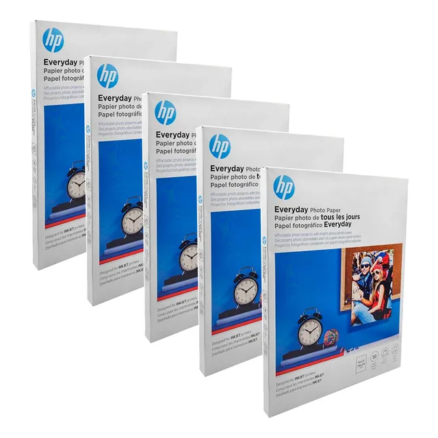 Kit 5 Papel Fotografico Hp Q8723a 50 Hjs 8.5x11 200g/m Blanc