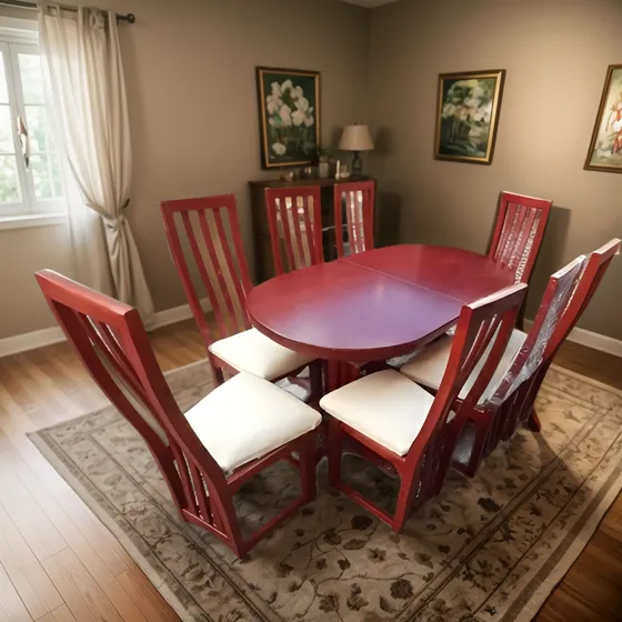 Juego De Comedor..mesa Extensible,comedor De 8 Sillas Madera