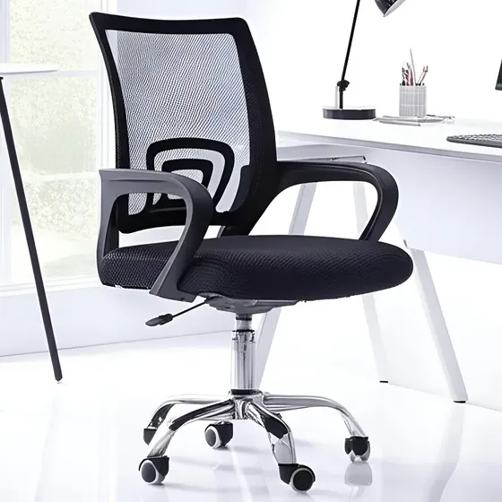 Cadeira Escritório Ergonômica Prizi Essencial Preta com Encosto Reclinável