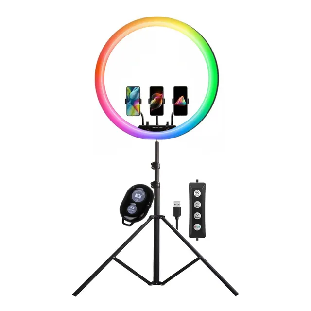 Aro De Luz Rgb Led 53 Cm + Trípode 2 Mt + Control Bluetooth