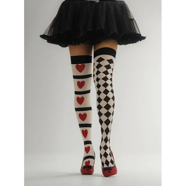 Meia Calça Arlequina Rainha De Copas Cosplay Carnaval