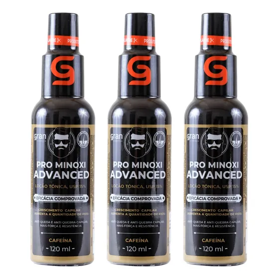 Kit 3 Pro Minoxi Faz Crescer Barba E Cabelo Original 120ml