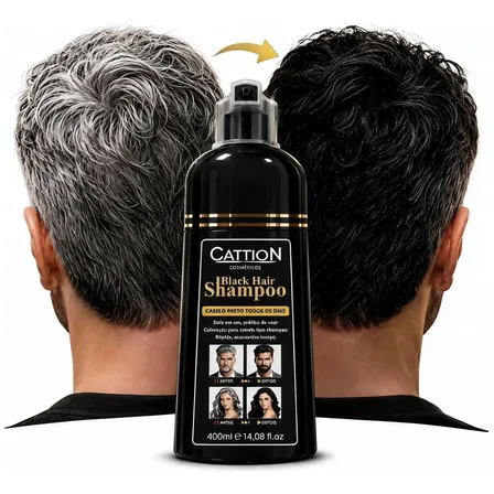 Shampoo Cation Preto Ou Castanho 400ml - Cobre Fios Brancos Preto