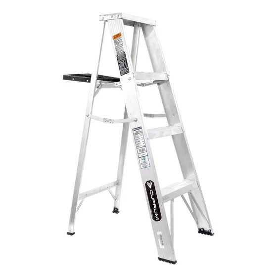 Escalera De Aluminio Tijera Cuprum 608-04n Gris Clara