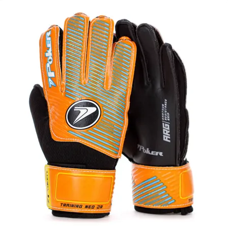 Luva De Goleiro Poker Focus Training Preto Infantil Cor Laranja Tamanho 7