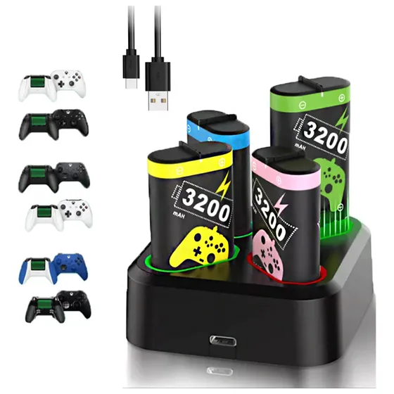 Cargador Para Xbox One Y Xbox Series Con 4 Baterías 3200mah