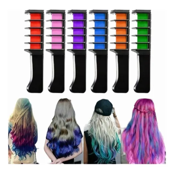 24 Tinturas Temporal Para Cabello De Tiza Lavable 6 Colores