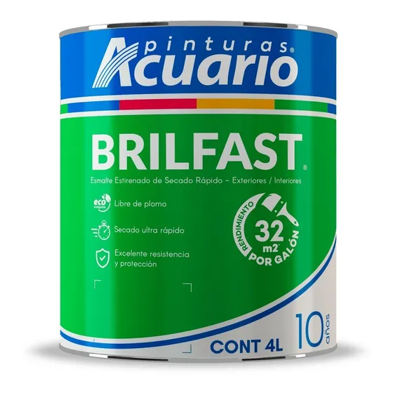 Pintura Esmalte Bril Fast Color Aluminio 4lt Acuario Eb62040