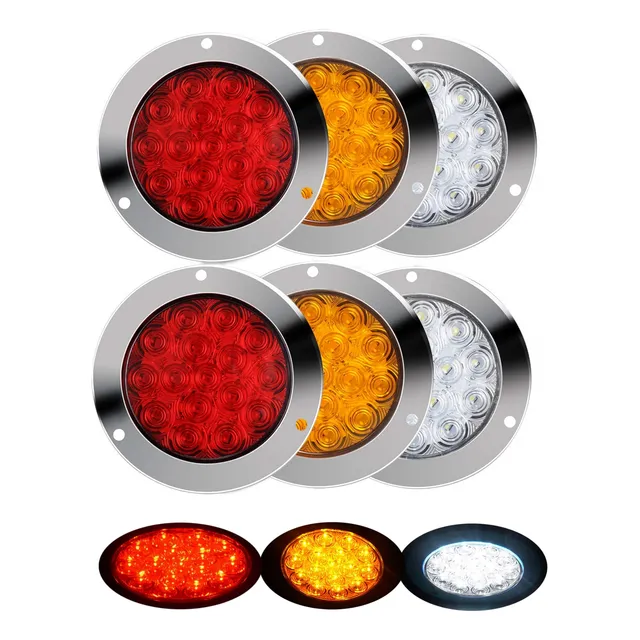 2 Plafón Redondo Focos 16 Led Aro Camión Cuarto Estrobo Stop