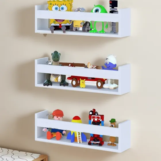 Kit 3 Prateleira 70cm Branco Para Livro Revista Infantil Mdf