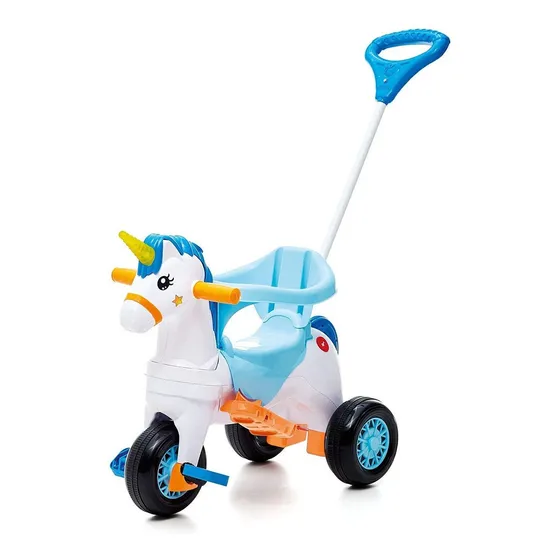 Triciclo Unicornio multifuncional Calesita Fantasy azul