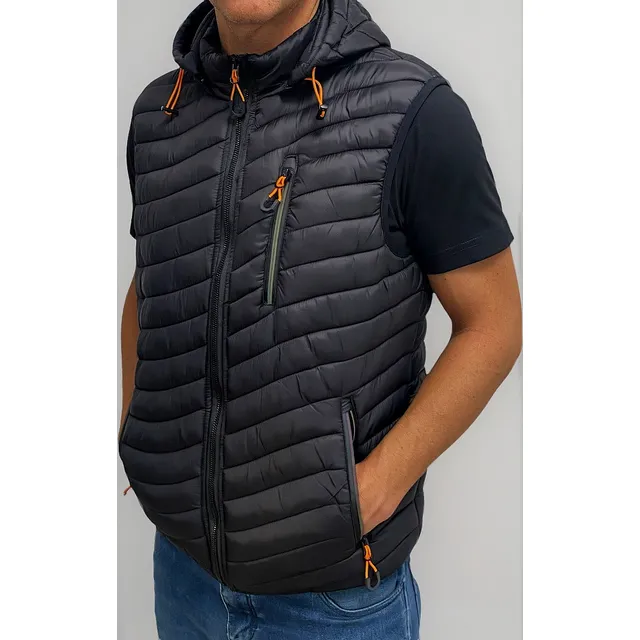 Chaleco Campera Hombre Capucha Desmontable Pluma Sintetica