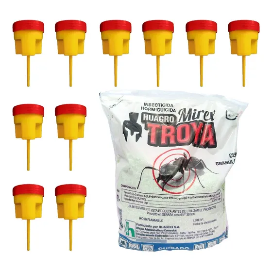 10 Porta Cebo + Mirex Troya Huagro 1kg 