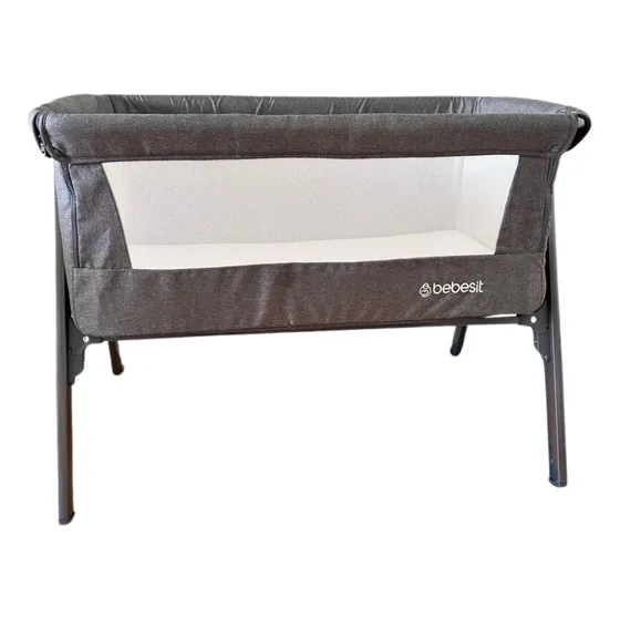Cuna Easy Colecho Color Gris Y Set De Cobertor