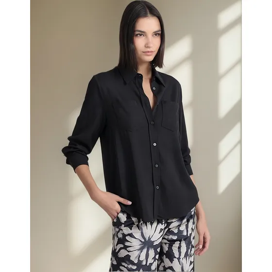 Blusa Larga Basica, Negro Liola