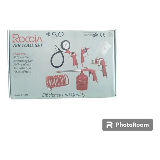 Kit 5 Compresor Aire Neumatico Manguera Manometro Roccia