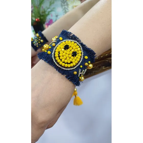 Brazaletes Maxi En Denim Jean