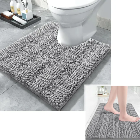 Alfombra Baño Felpilla Raya 24 X 17  + Forma U 20 